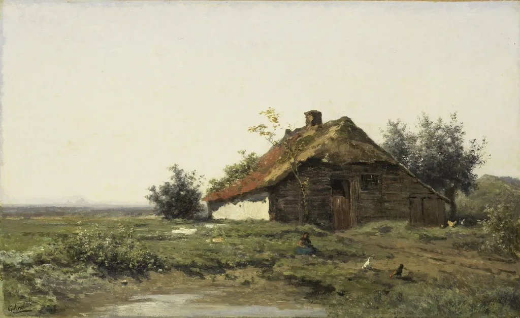 Farm in the Open Fields, by Paul Joseph Constantin Gabriël, oil, 1891