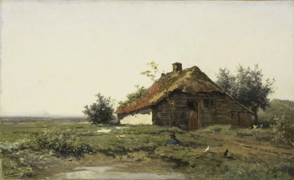 Farm in the Open Fields, by Paul Joseph Constantin Gabriël, oil, 1891