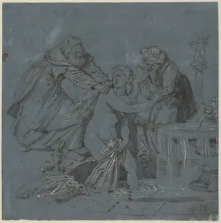 Susanna and the Elders, by Sebald Beham, ink, 1525