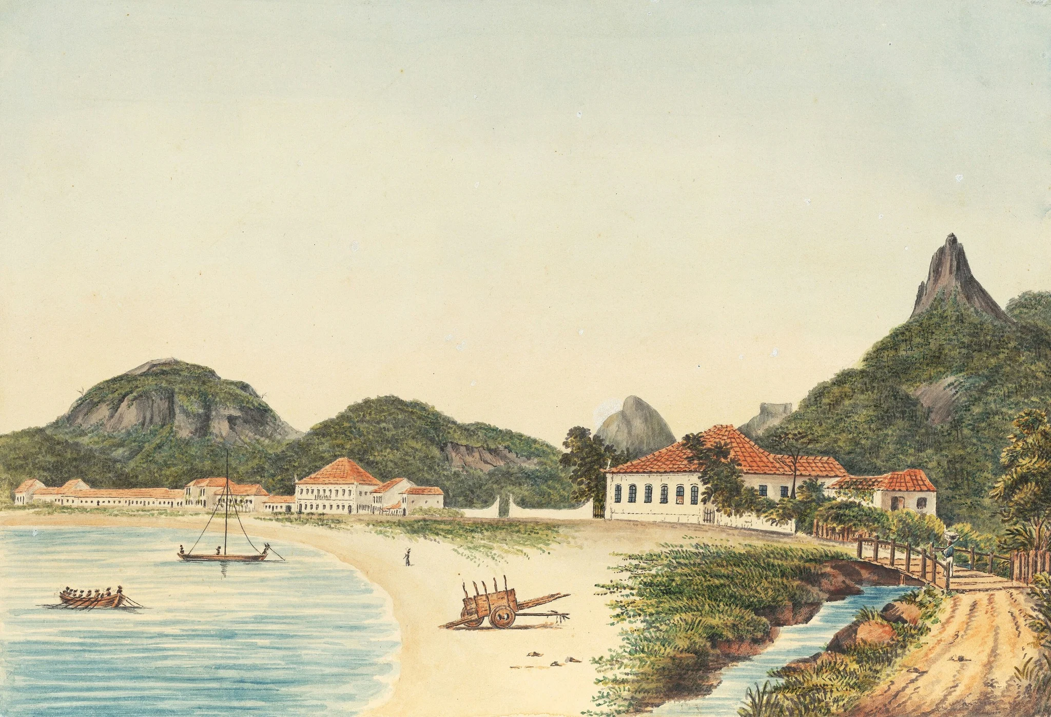 Praia de Botafogo com Dois Irmãos, Gávea e Corcovado ao fundo (atribuído), detail