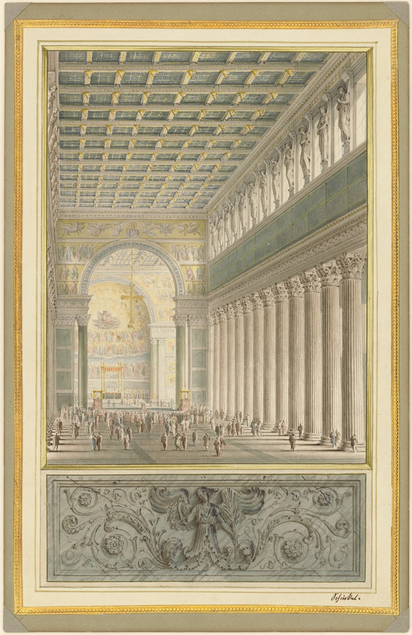 The Nave, Apse, and Crossing of a Cathedral for Berlin, detail