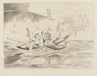 The Circle of the Corrupt Officials; the Devils Mauling Each Other, by William Blake, ink, 1827