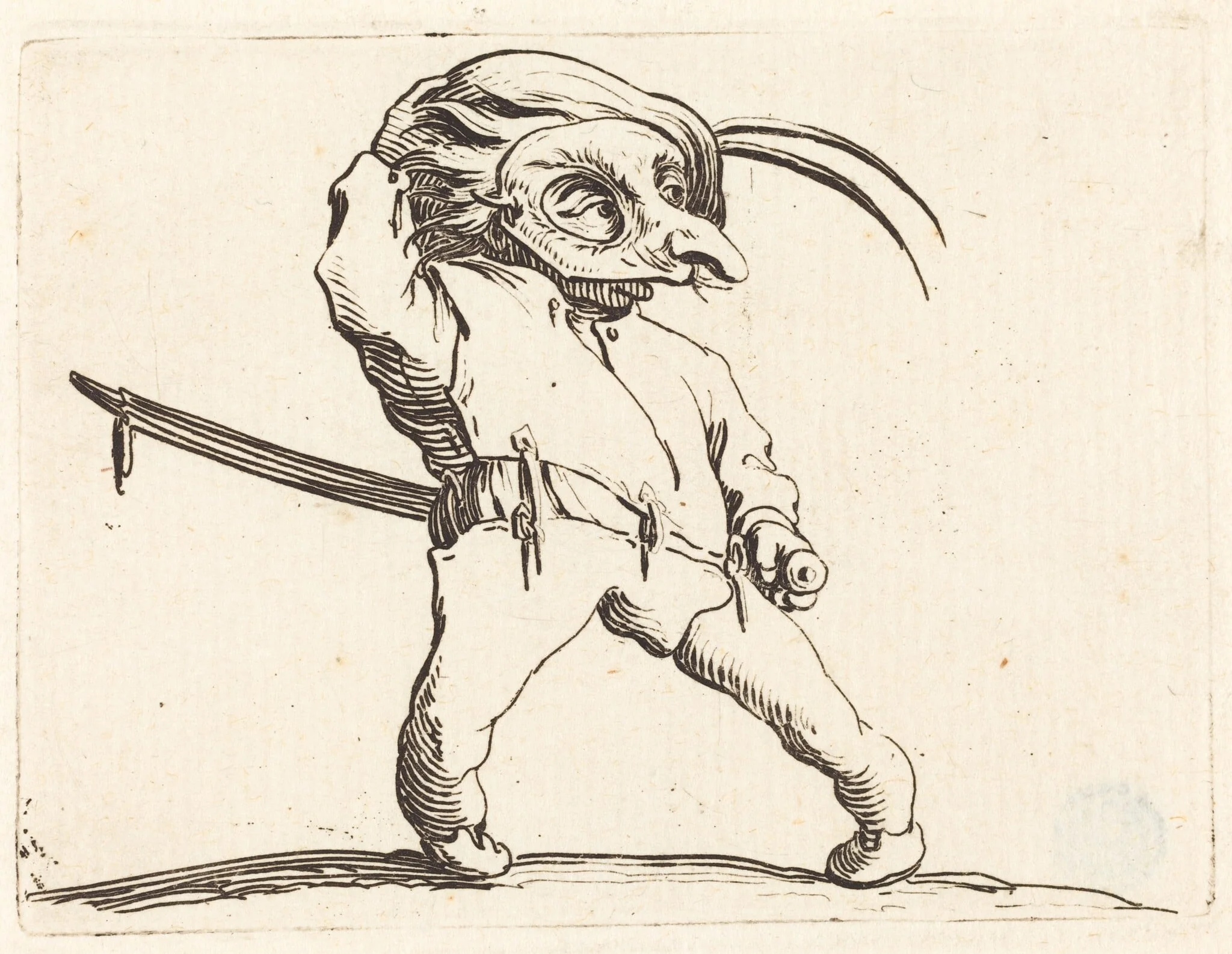Masked Man with Twisted Feet, detail