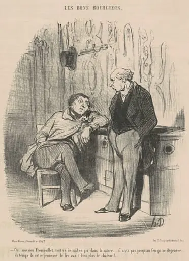 Oui, Mossieu Fremouillet, tout va de mal en pis ..., by Honoré Daumier, ink, 1852