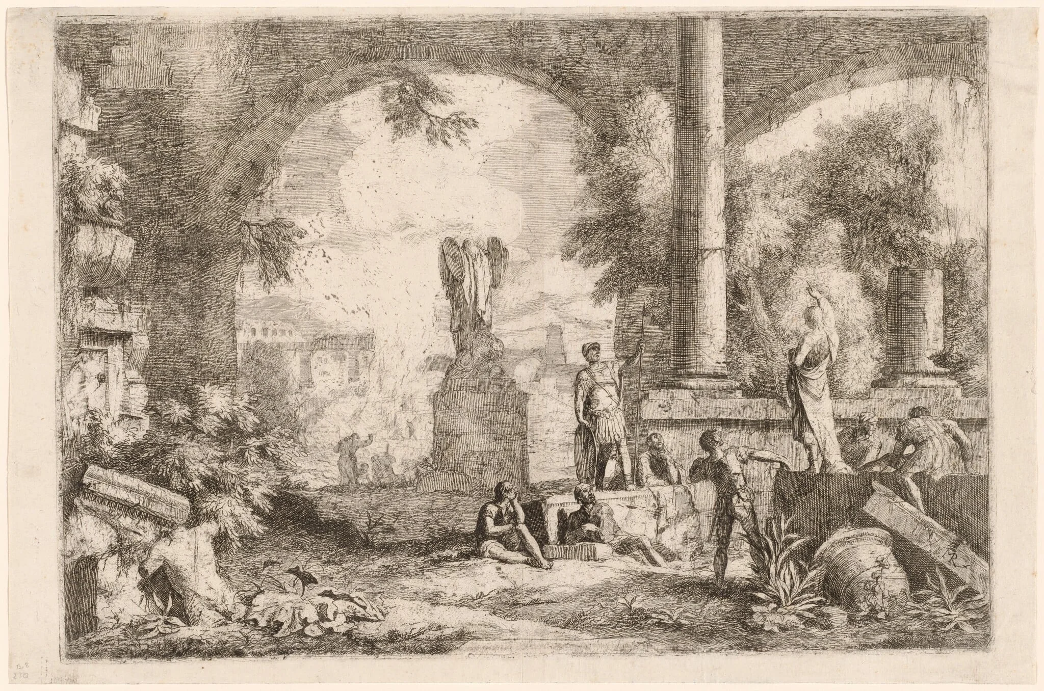 Capriccio of Antique Ruins with Men Gazing at a Classical Orator, detail
