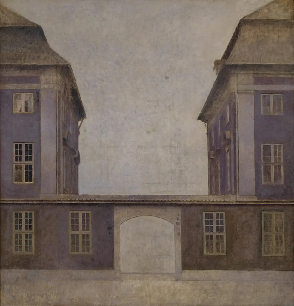 The Buildings of the Asiatic Company, seen from St. Annæ Street, Copenhagen, by Vilhelm Hammershøi, oil, 1902