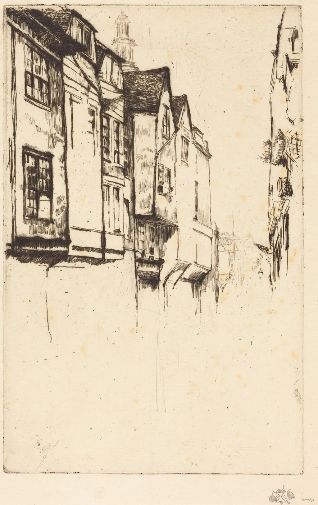 Wych Street, by James McNeill Whistler, ink, 1877
