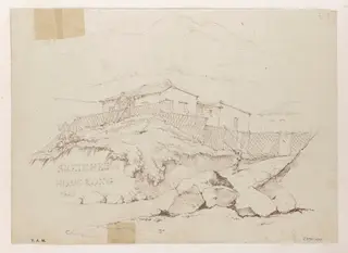 Fenced-in buildings in Hong Kong, by George Chinnery, 17