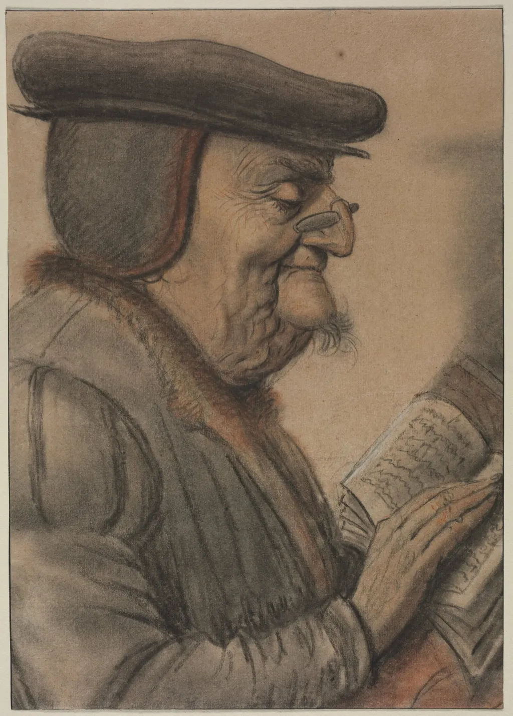 Elderly Man Reading a Book, by Nicolas Lagneau, 1604