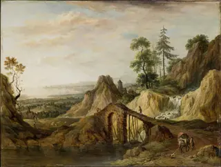 Landscape with a Bridge, by Christian Georg Schütz, oil
