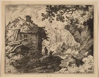 Straw Hut Seen from Behind, by Allart van Everdingen, ink, 1650