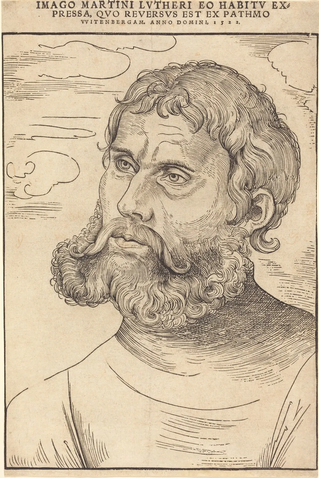 Luther as 'Junker Jorg', by Lucas Cranach the Elder, ink, 1522