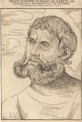 Luther as 'Junker Jorg', by Lucas Cranach the Elder, ink, 1522