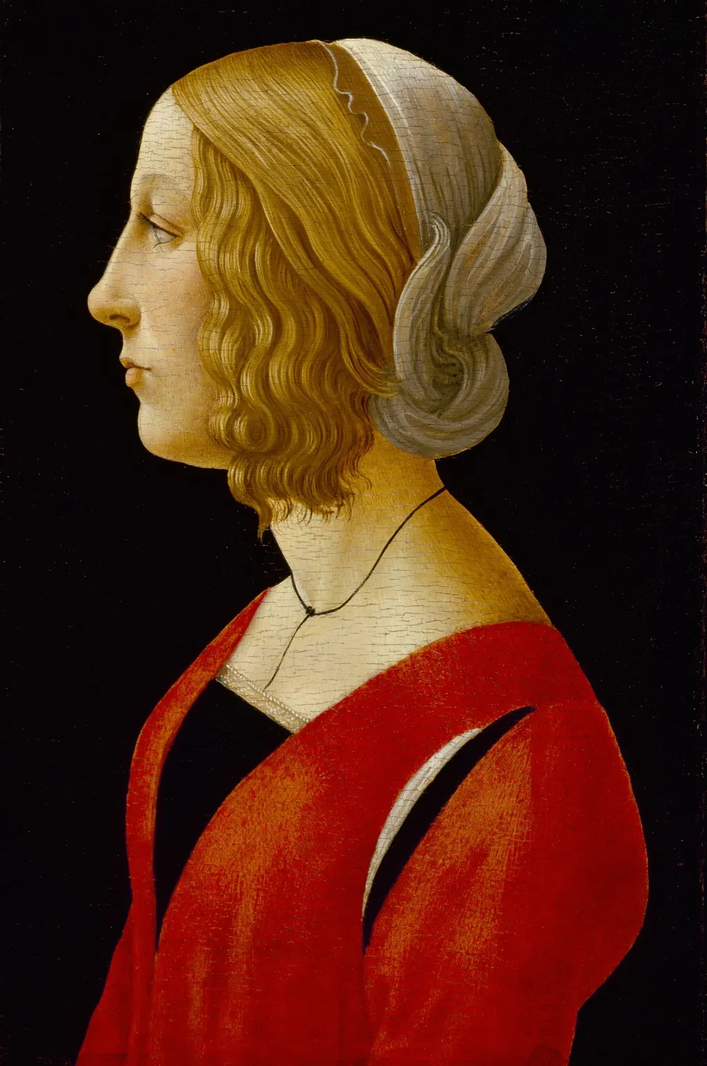 Bust of a Young Woman, by Raffaellino del Garbo, tempera, 1494
