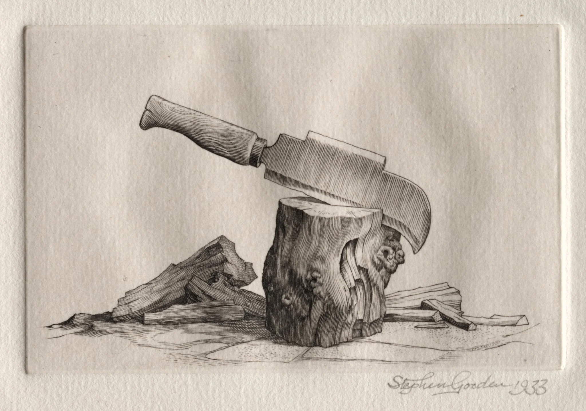 Illustration for "Peronnik the Fool": A Bill and a Wooden Block, detail