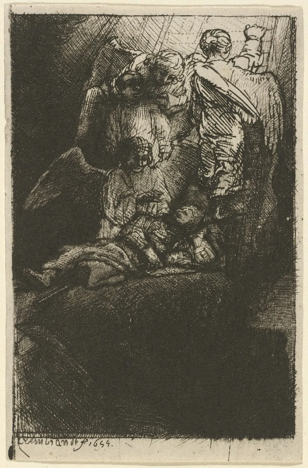 Jacob's Ladder, by Rembrandt van Rijn, ink, 1655