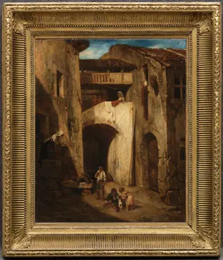 Italian Courtyard, by Alexandre Gabriel Decamps, oil, 1842
