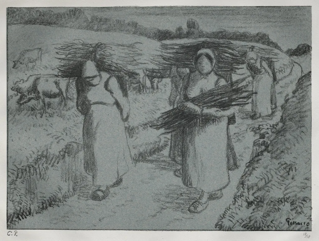 Peasants Carrying Fagots, by Camille Pissarro, 1896