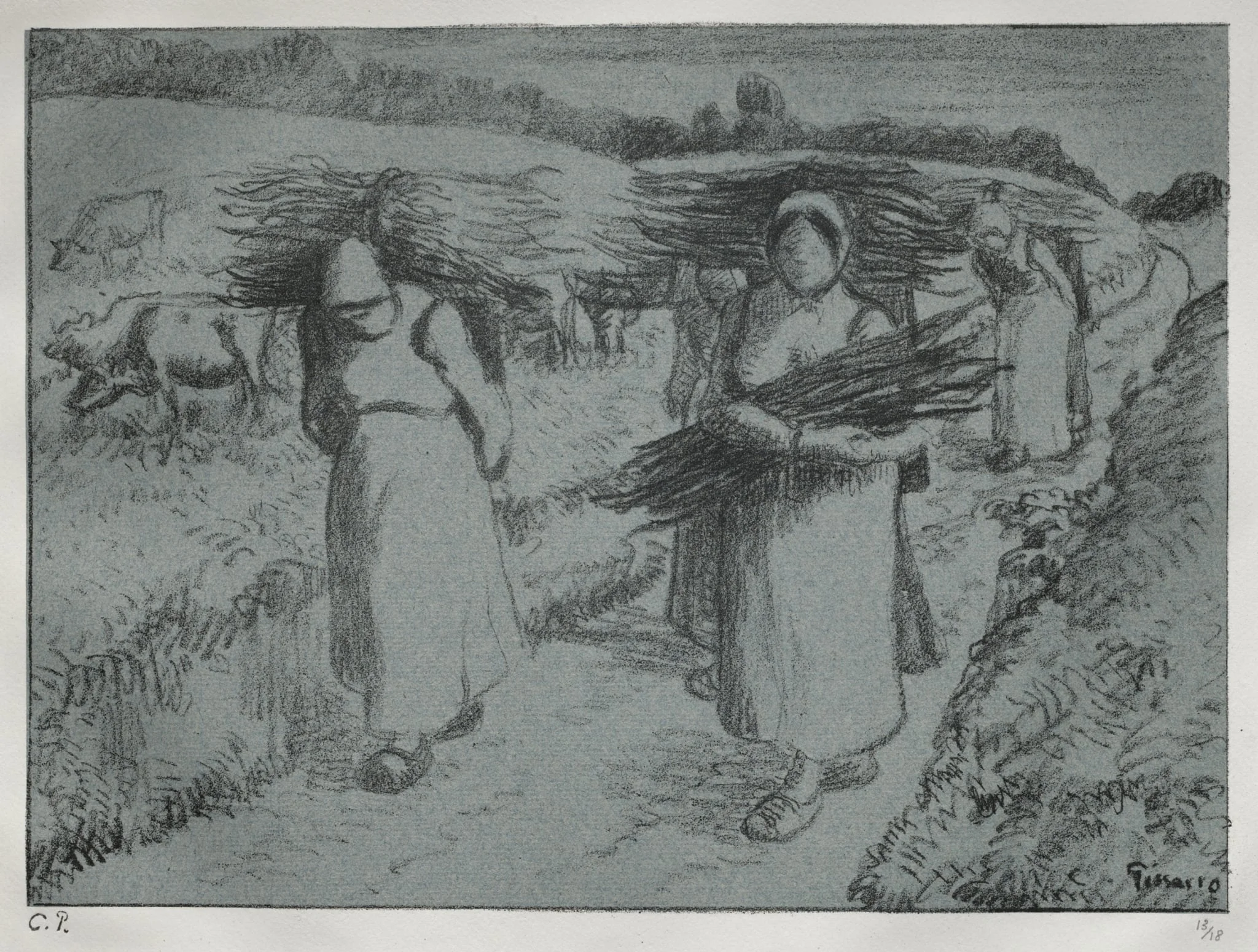 Peasants Carrying Fagots, detail
