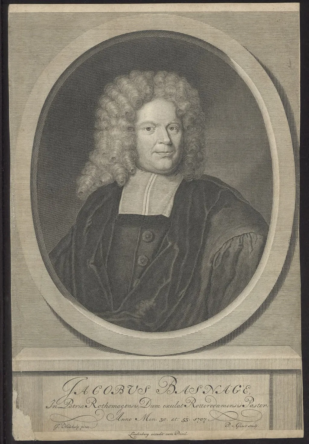 Portrait of J. Basnage, [Walloon minister and historian], by Gunst Pieter van, unspecified, 1650