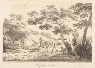 La piece en batterie, by Horace Vernet, ink, 1817