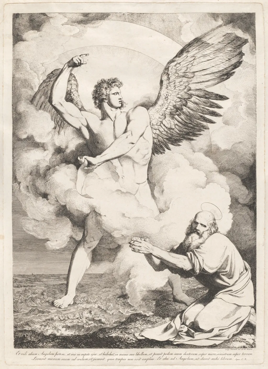 Et vidi alium angelum fortem... (The Angel of the Apocalypse Appearing to Saint John), by Luigi Sabatelli I, ink, 1810