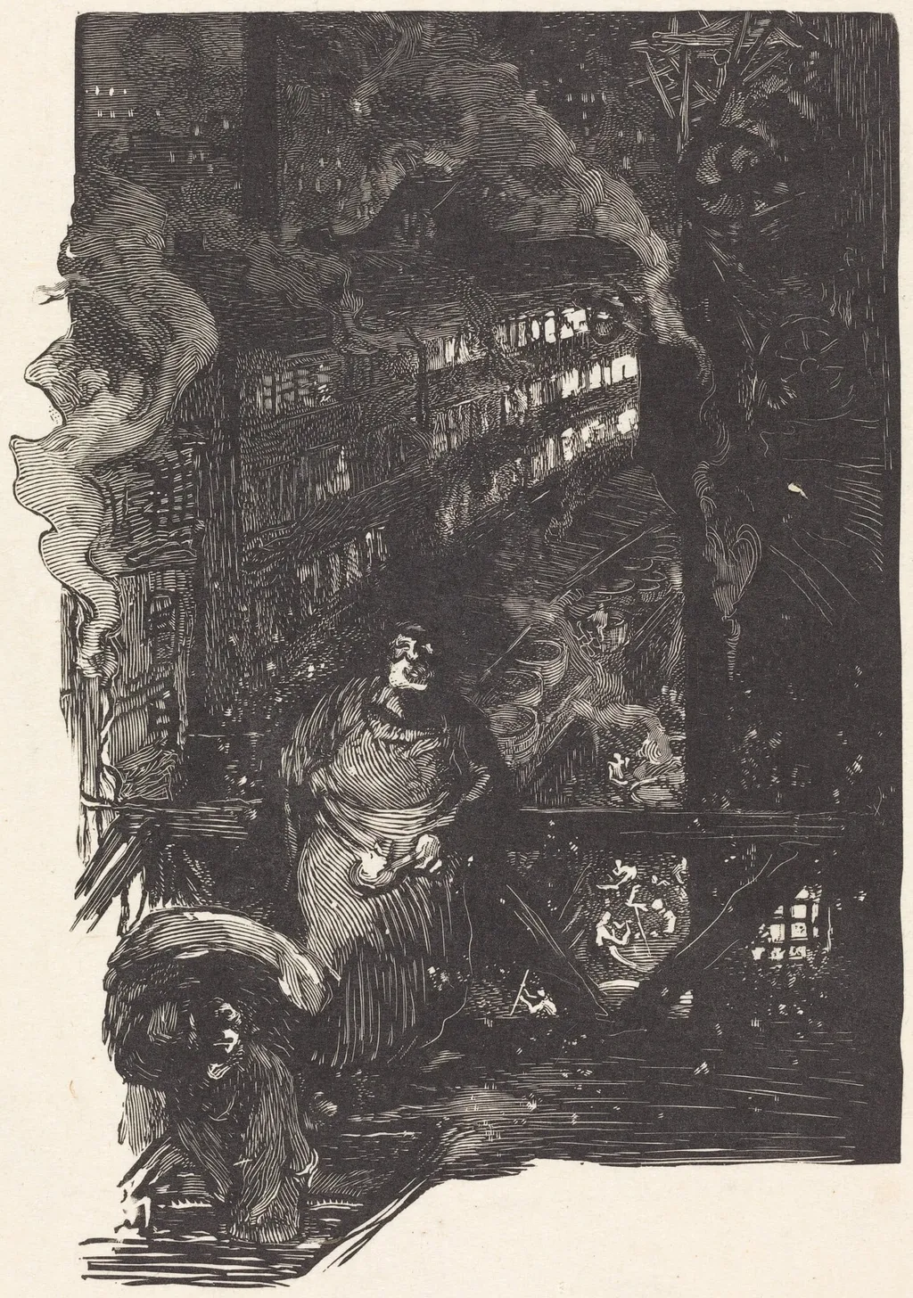 Atelier de magisserie aux Gobelins, by Auguste Louis Lepère, ink, 1901