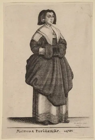 Matrona Parisiensis, by Wenceslaus Hollar, ink, 1643