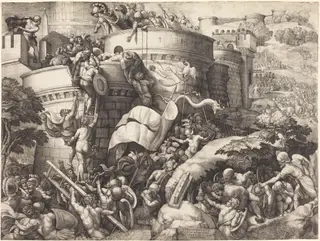 The Taking of Cartagena, by Georg Pencz, ink, 1525