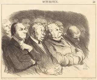Physionomies de spectateurs de la Porte St.-Martin..., by Honoré Daumier, ink, 1852