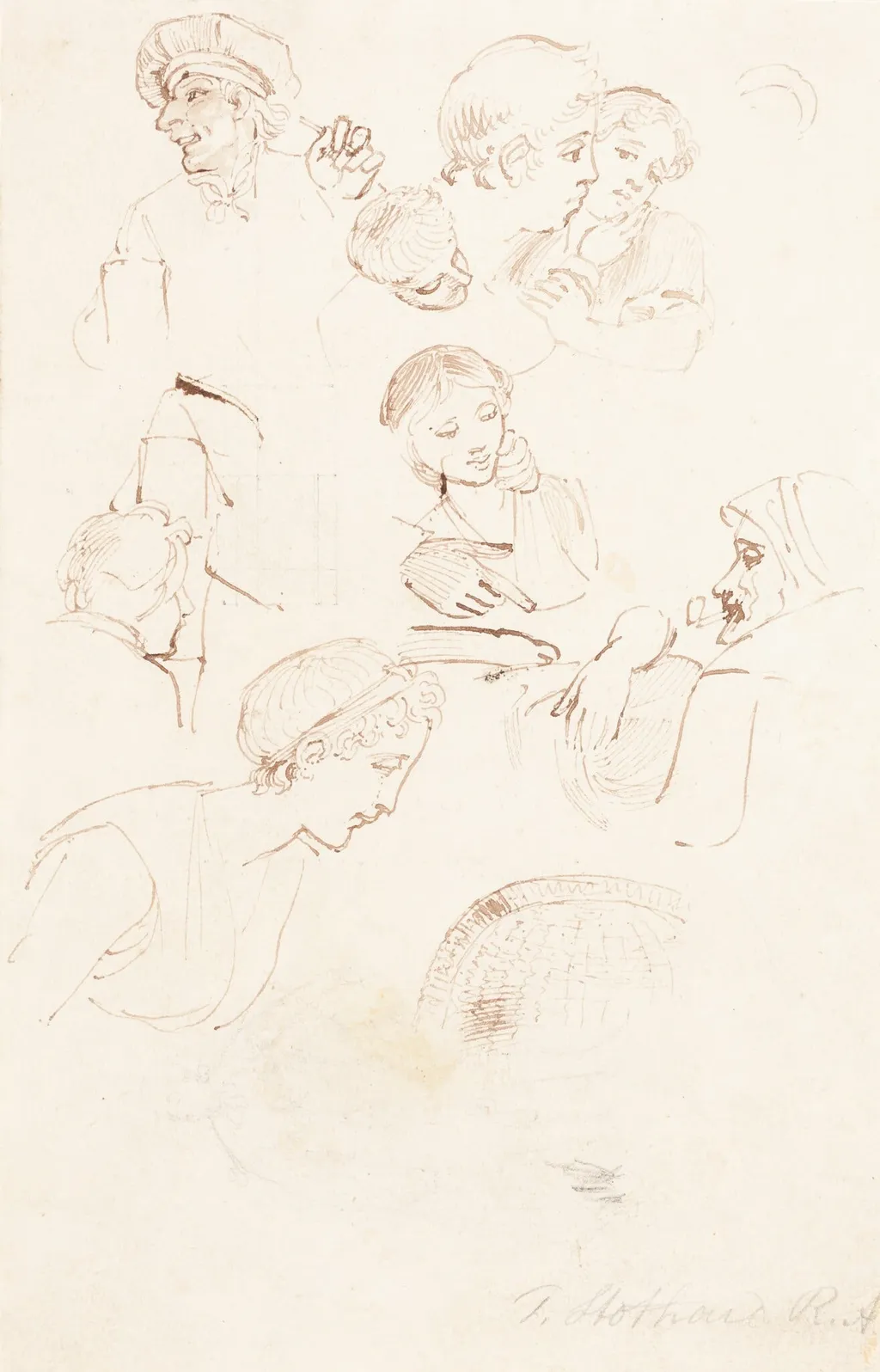 Sheet of Studies, by Thomas Stothard, ink, 1794