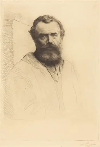 Self-Portrait, 3rd plate, by Alphonse Legros, ink, 1880