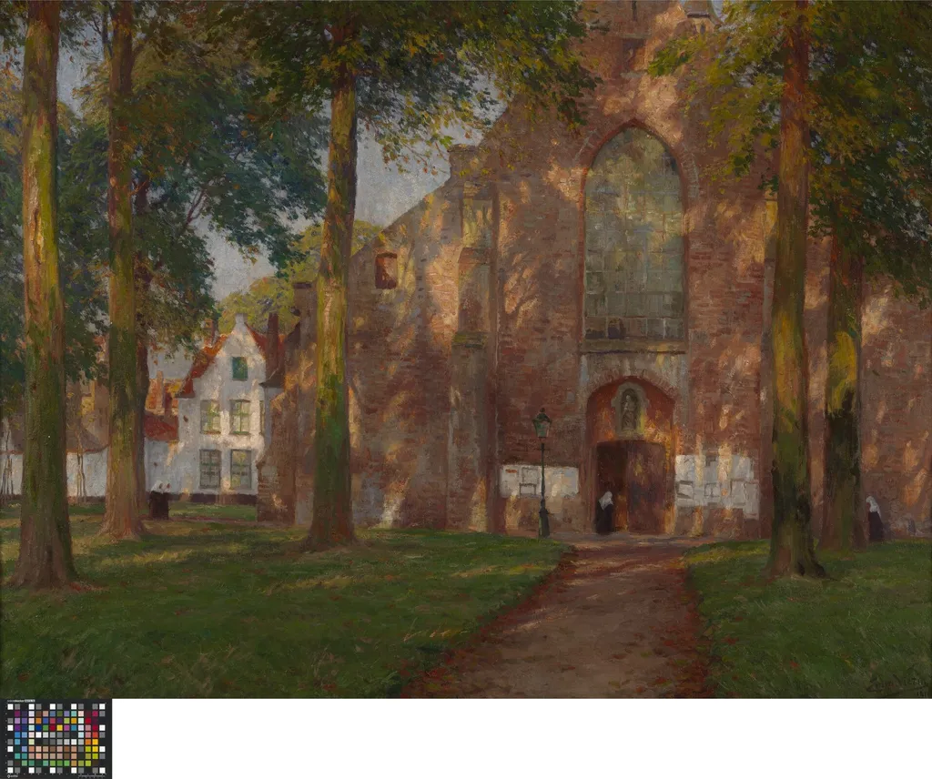 Het begijnhof in Brugge, by Emmanuel Viérin, oil, 1911
