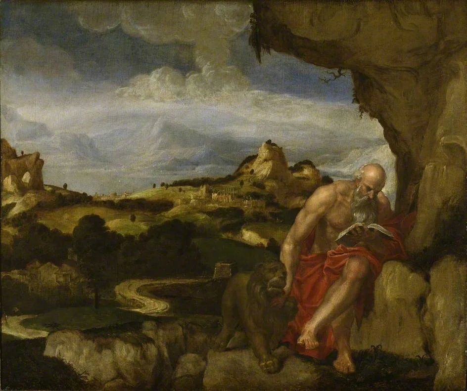 St Jerome in the Wilderness, detail