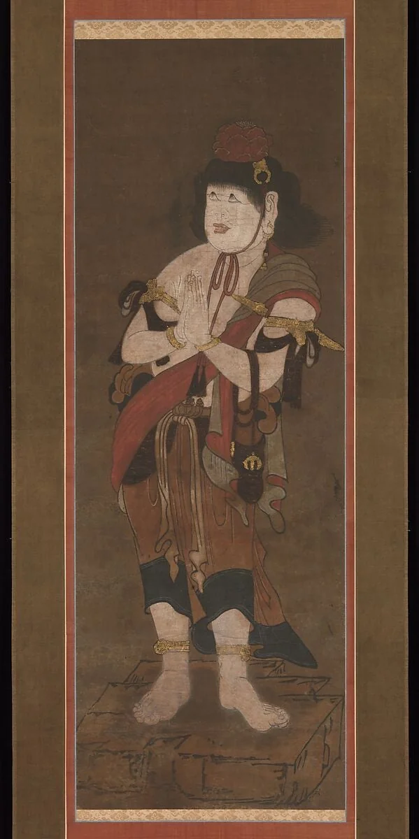 龍湫周沢写 不動明王二童子像|Fudō Myōō and Two Attendants, detail