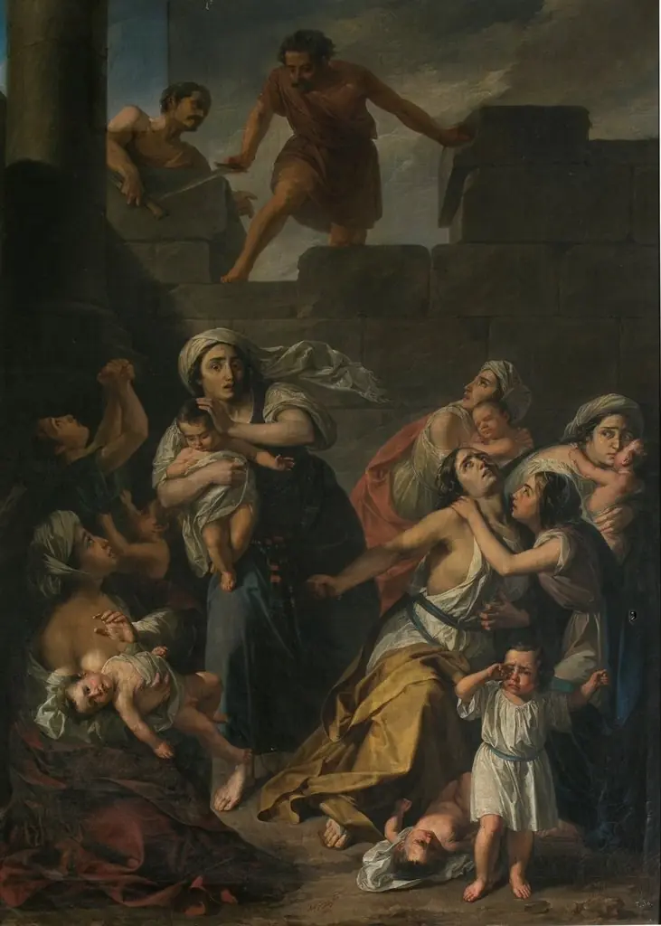 Episodio de la degollación de los inocentes, by Antoni Gómez i Cros, oil, 1855