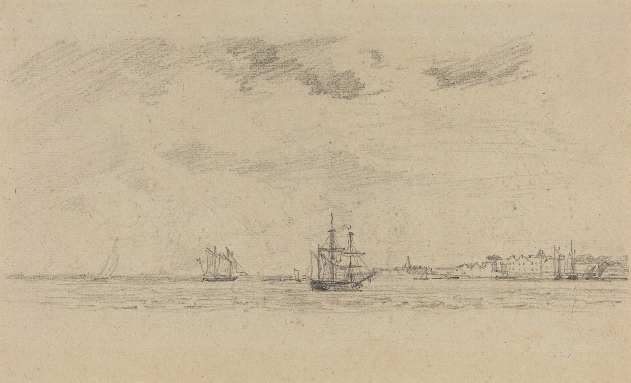 Coastal Landscape with Shipping, detail