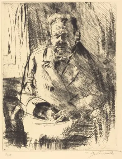 Der Dichter (The Poet), by Lovis Corinth, ink, 1920