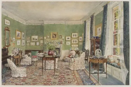 The Drawing room at 3, The Close, Winchester, by Beatrice Olive Corfe
