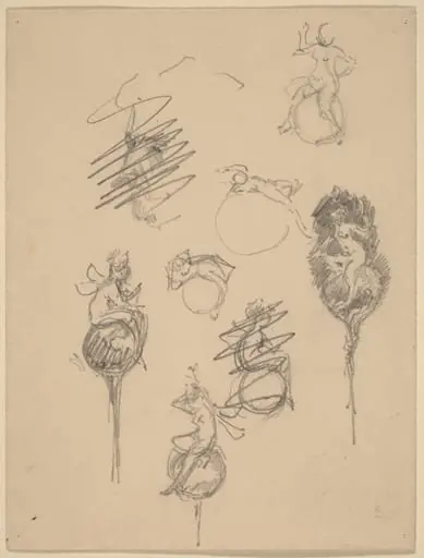 Studies for Jewelry Designs [recto], by Beatrix Godwin Whistler