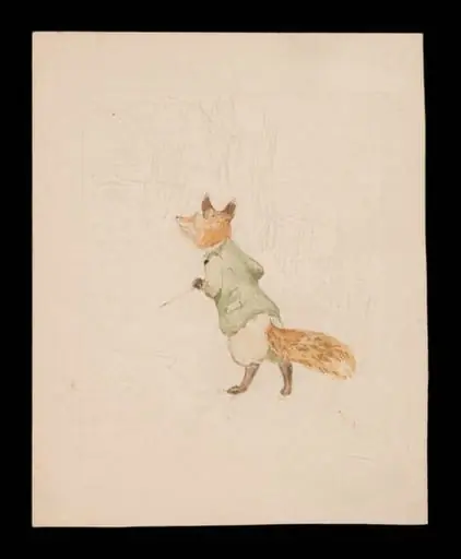 A fox walking through a wood, by Beatrix Potter