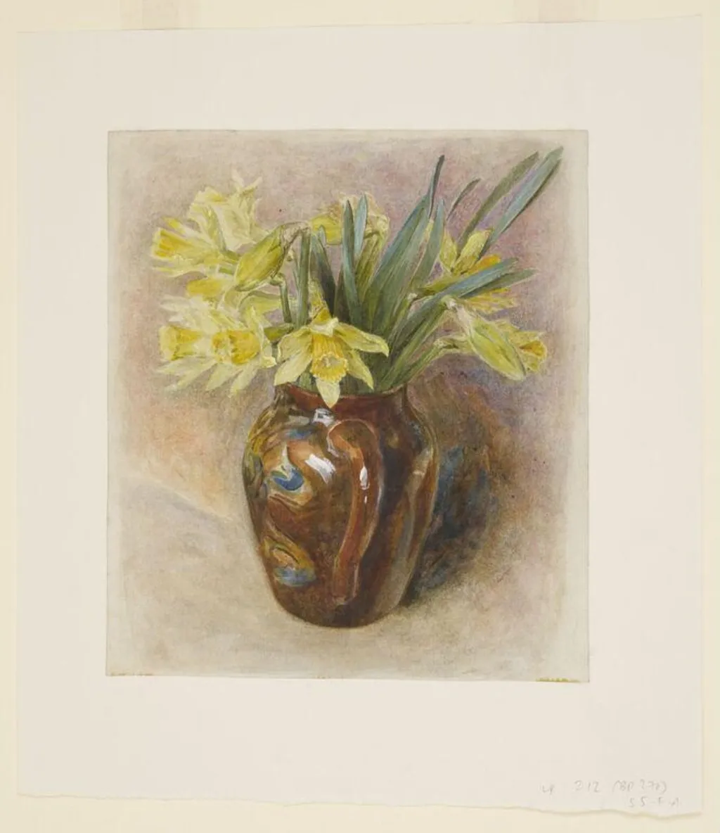 Daffodils in a jug, by Beatrix Potter, watercolor, 1900