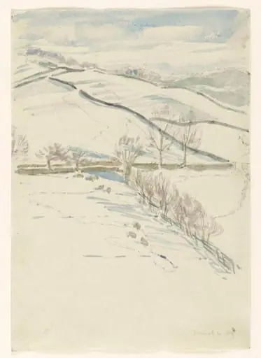 Hillside under snow, by Beatrix Potter