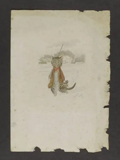 Kitten carrying game; illustration to 'The White Cat', by Beatrix Potter