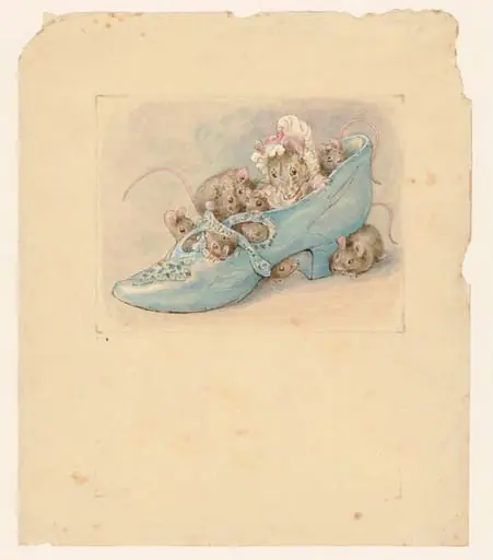 Mice in a shoe, by Beatrix Potter