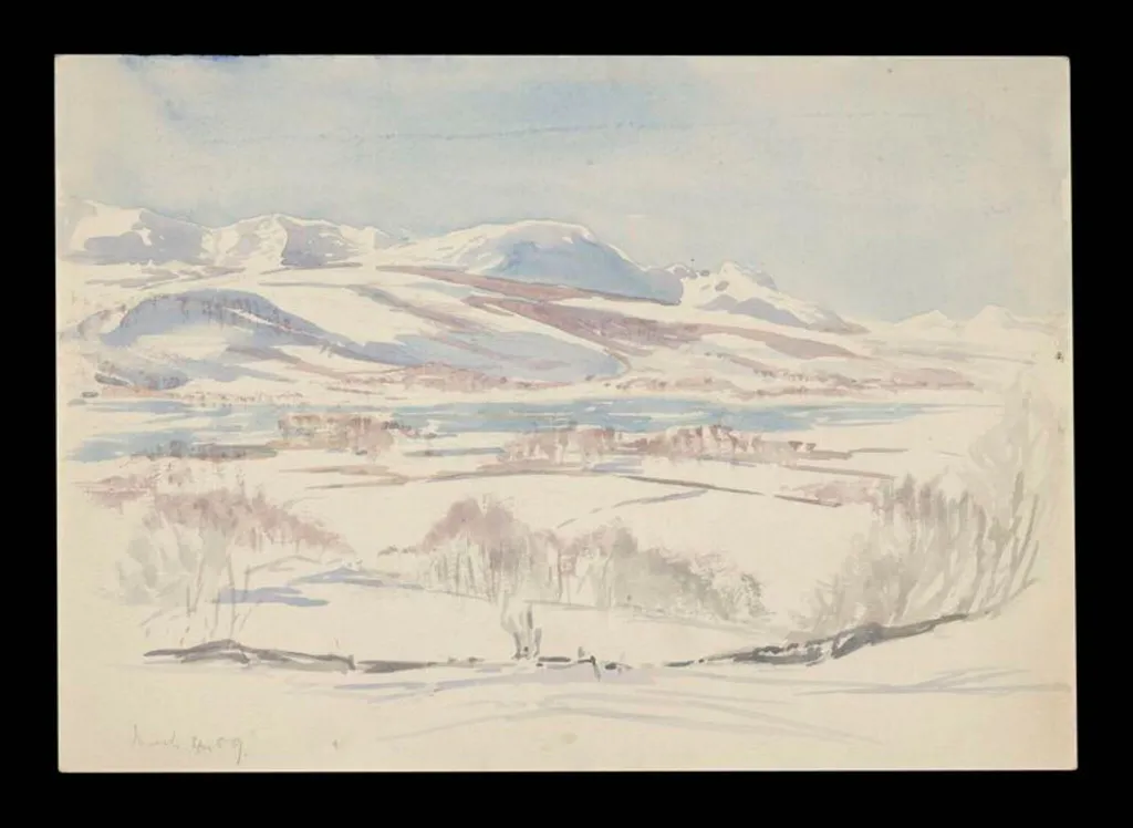 Mountains under snow, by Beatrix Potter, watercolor, 4