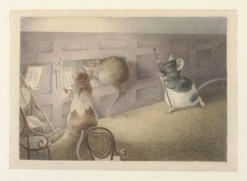 'Oh no! Miss Pussy, you'd bite off our heads', by Beatrix Potter, watercolor, 1892