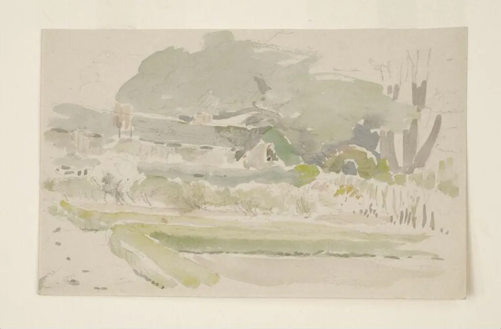 Sketch of the garden and potting shed at Gwaynynog, by Beatrix Potter, watercolor, 1909