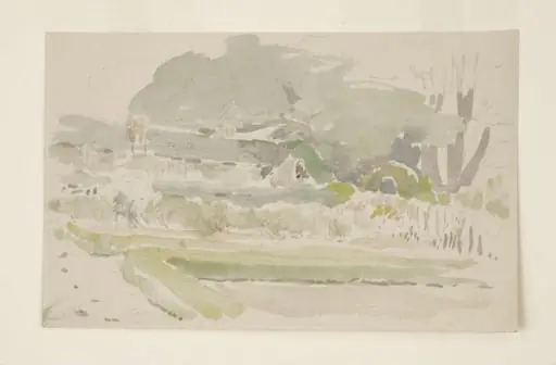 Sketch of the garden and potting shed at Gwaynynog, by Beatrix Potter