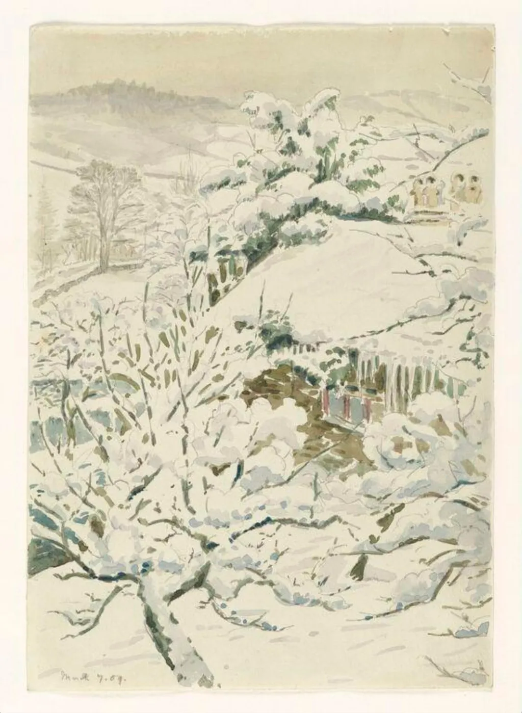 Snow-covered barn (near Sawrey), by Beatrix Potter, watercolor, 5